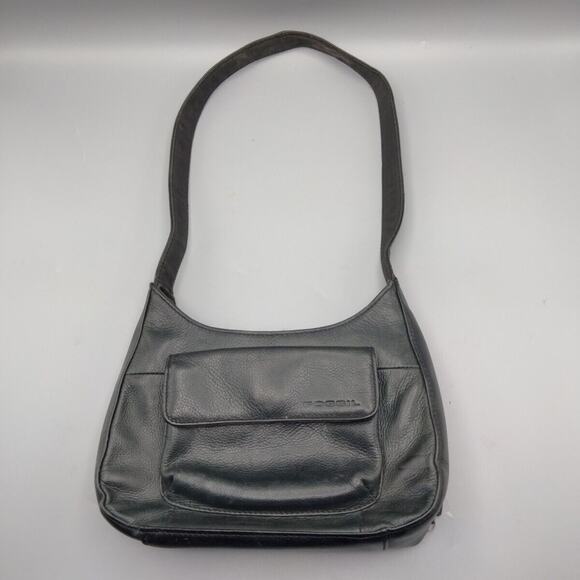 Fossil Handbags - FOSSIL Vintage Y2K Shoulder Leather Bag Black Retro